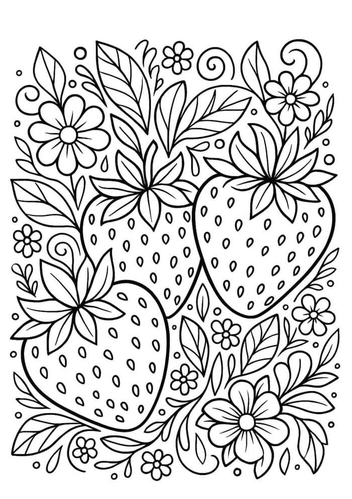 tô màu tranh tô màu quả dâu tây sáng tạo