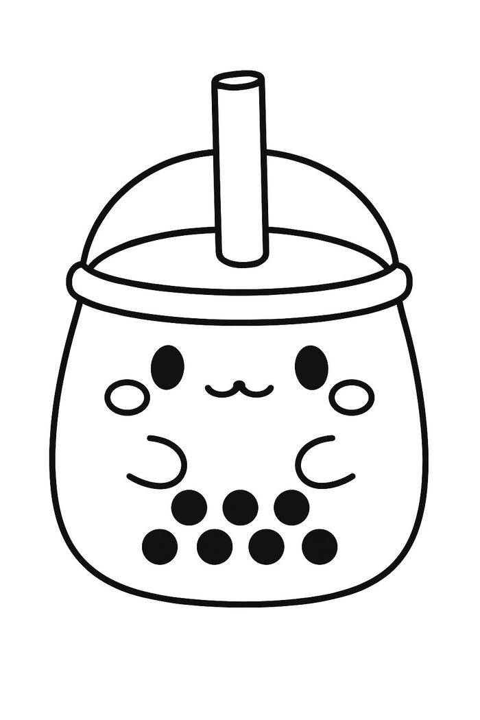 tô màu tranh trà sữa cute đơn giản