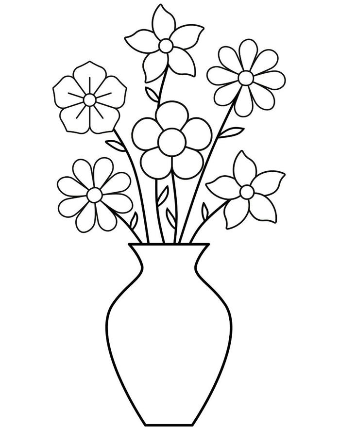 tranh tô màu bình hoa cho bé