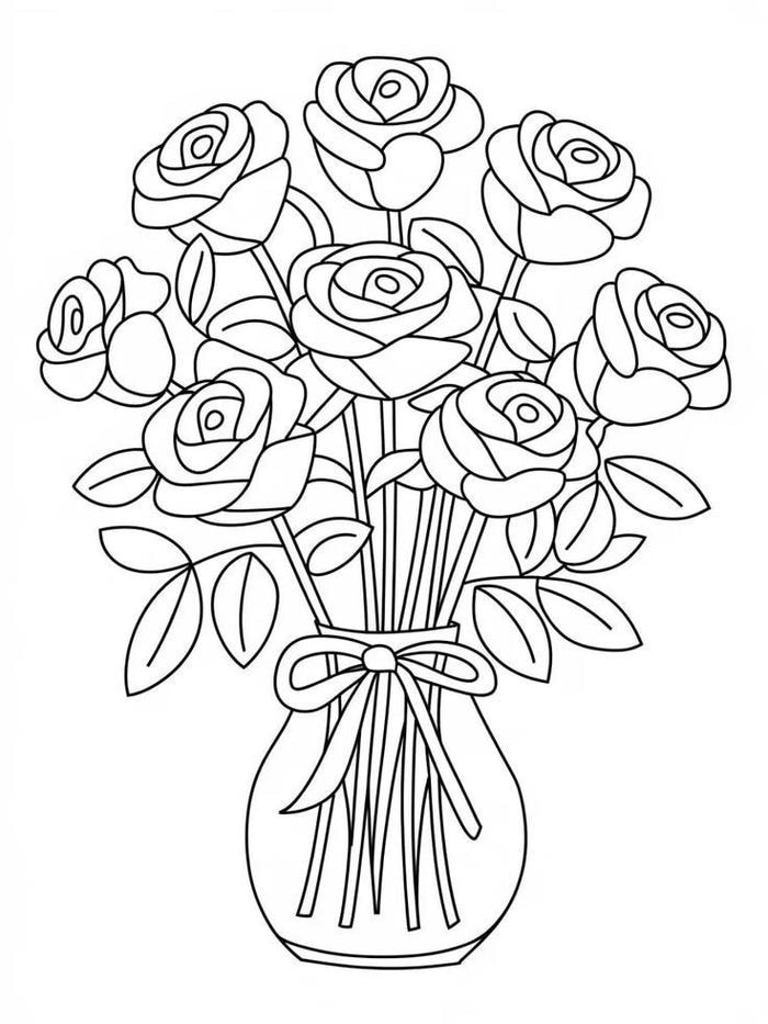 tranh tô màu bình hoa cổ điển