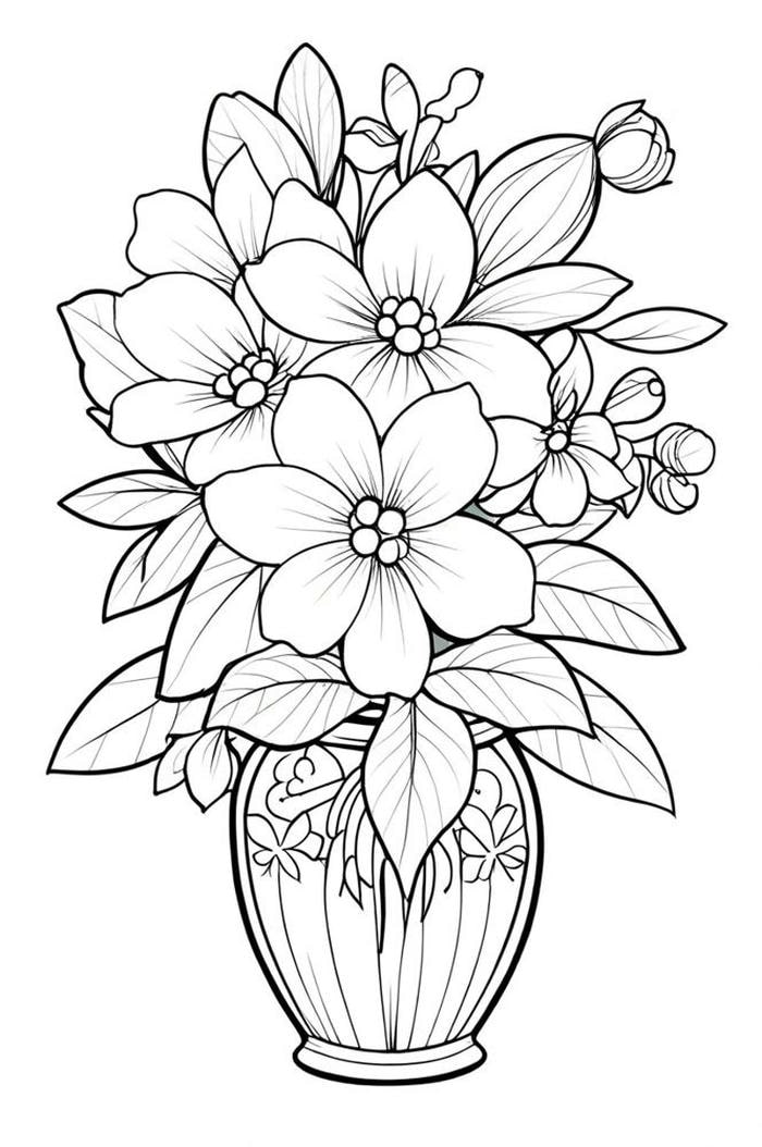 tranh tô màu bình hoa đẹp mắt