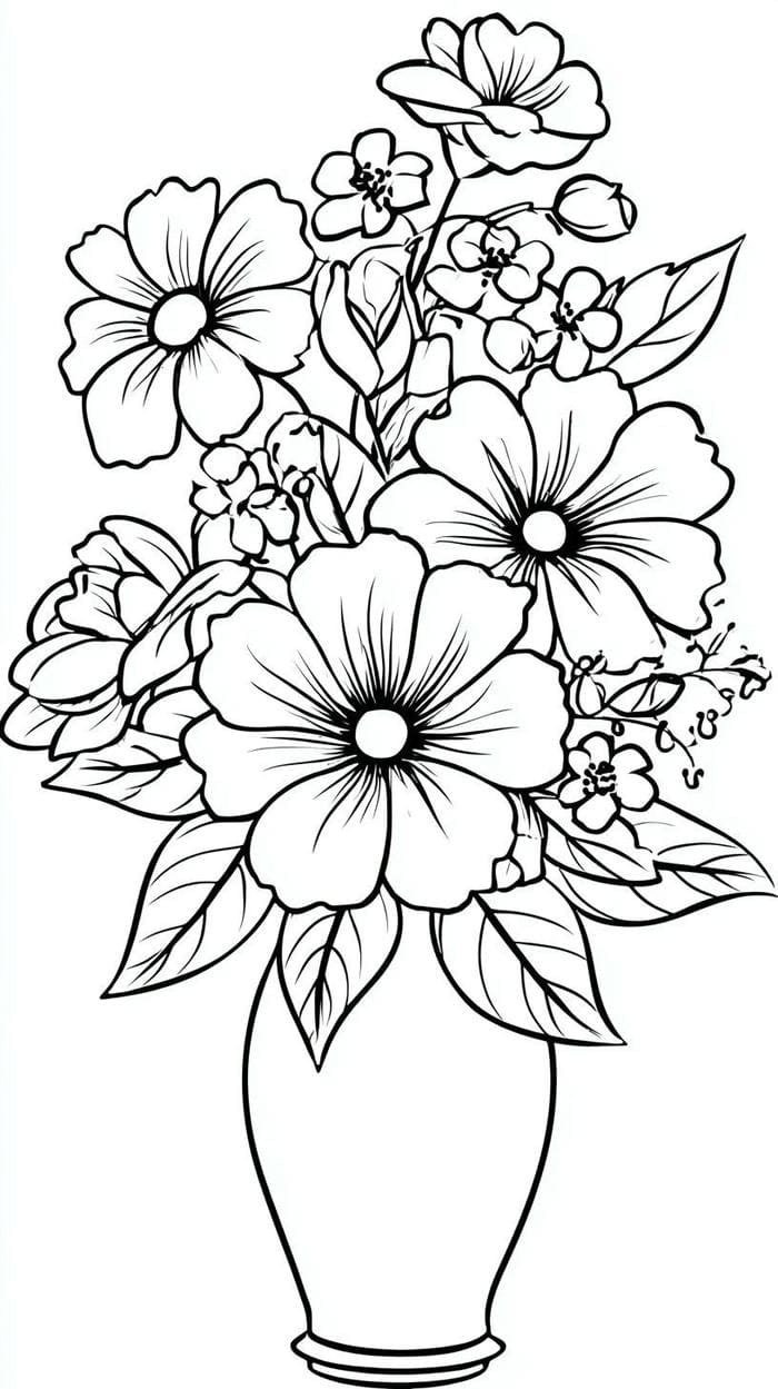 tranh tô màu bình hoa sáng tạo