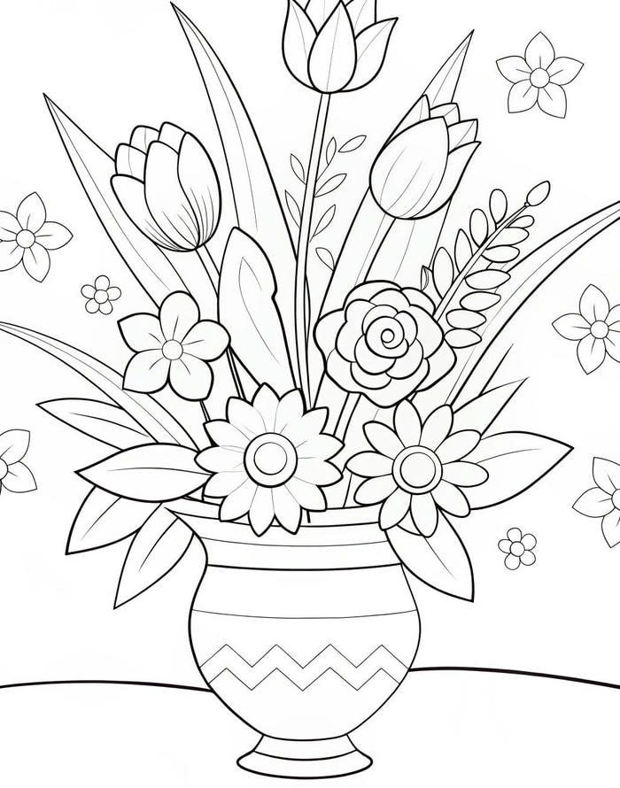 tranh tô màu bình hoa trang trí