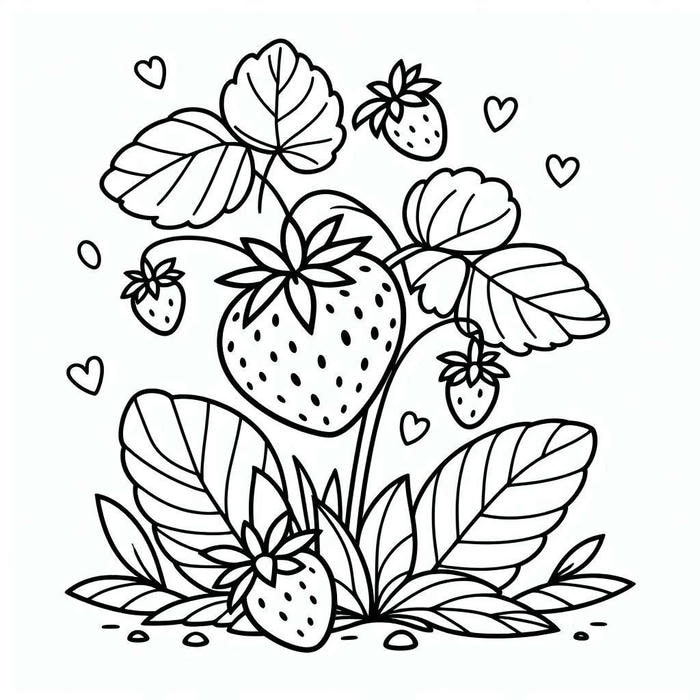 tranh tô màu quả dâu tây nhẹ nhàng