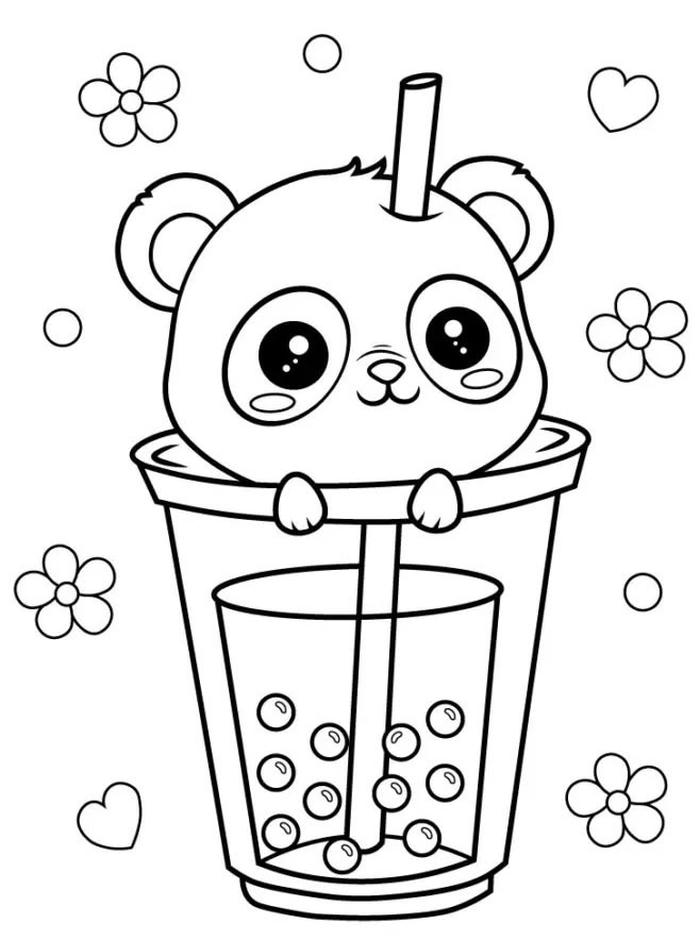 tranh tô màu trà sữa cute chibi