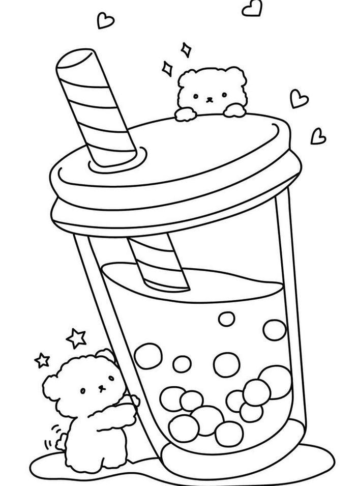 tranh tô màu trà sữa cute thu hút