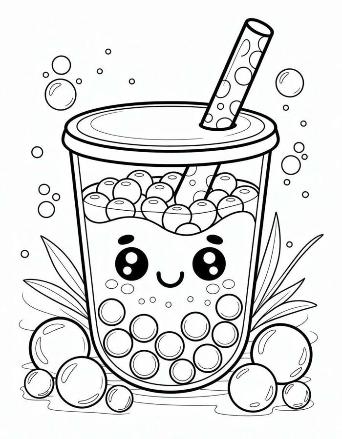 tranh tô màu trà sữa đơn giản