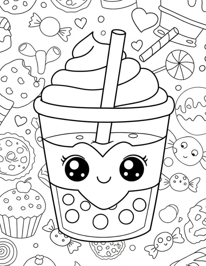 tranh tô màu trà sữa nhiều chi tiết