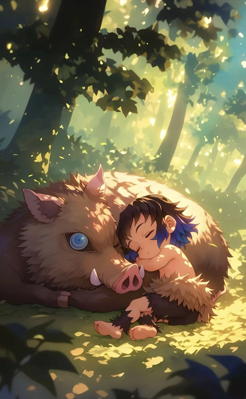 Ảnh Inosuke đứng giữa không gian hoang dã rộng lớn
