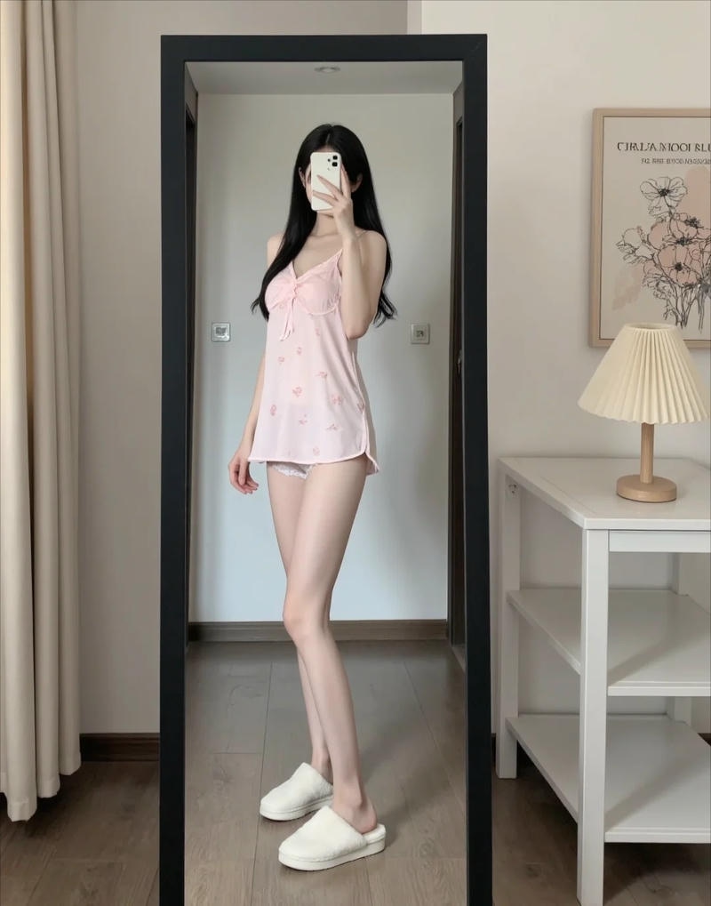 Biểu cảm ngọt ngào làm nổi bật gái xinh mặc đồ ngủ
