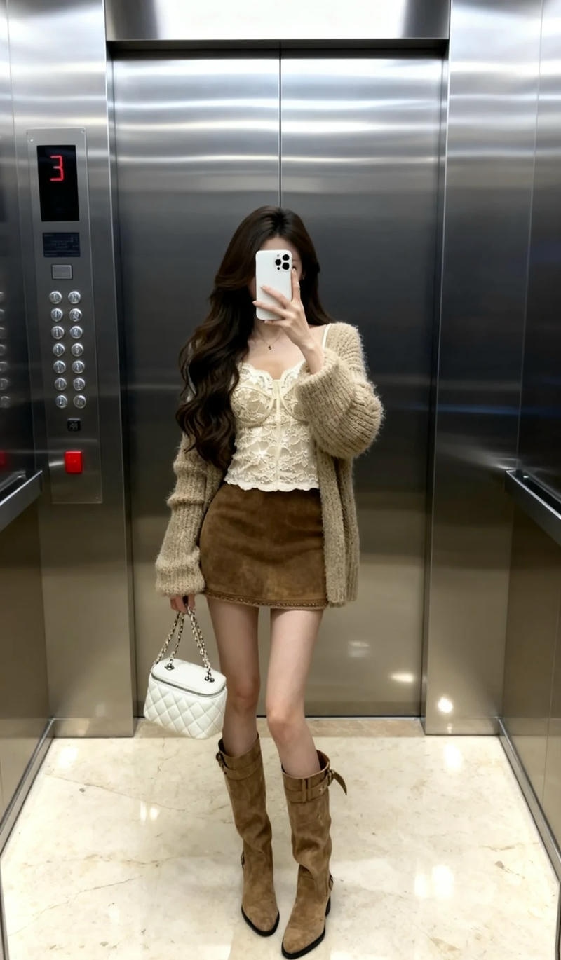 Khung cảnh thang máy váy ngắn tươi mới