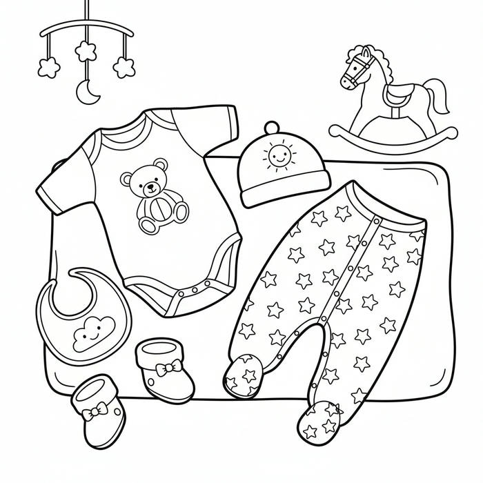 ảnh tô màu quần áo dễ thương bé