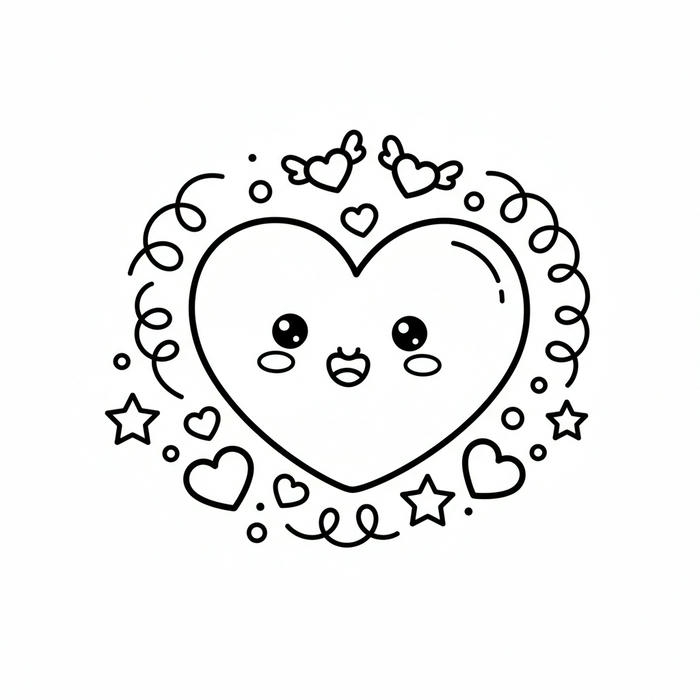 ảnh tô màu trái tim hình cute