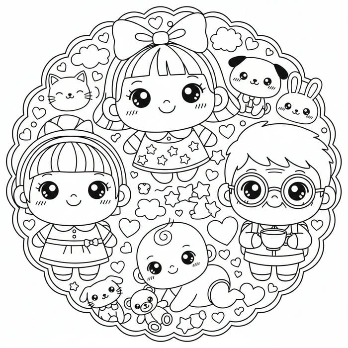 ảnh tranh tô màu nhiều nhân vật