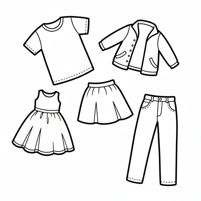 ảnh tranh tô màu quần áo đơn giản