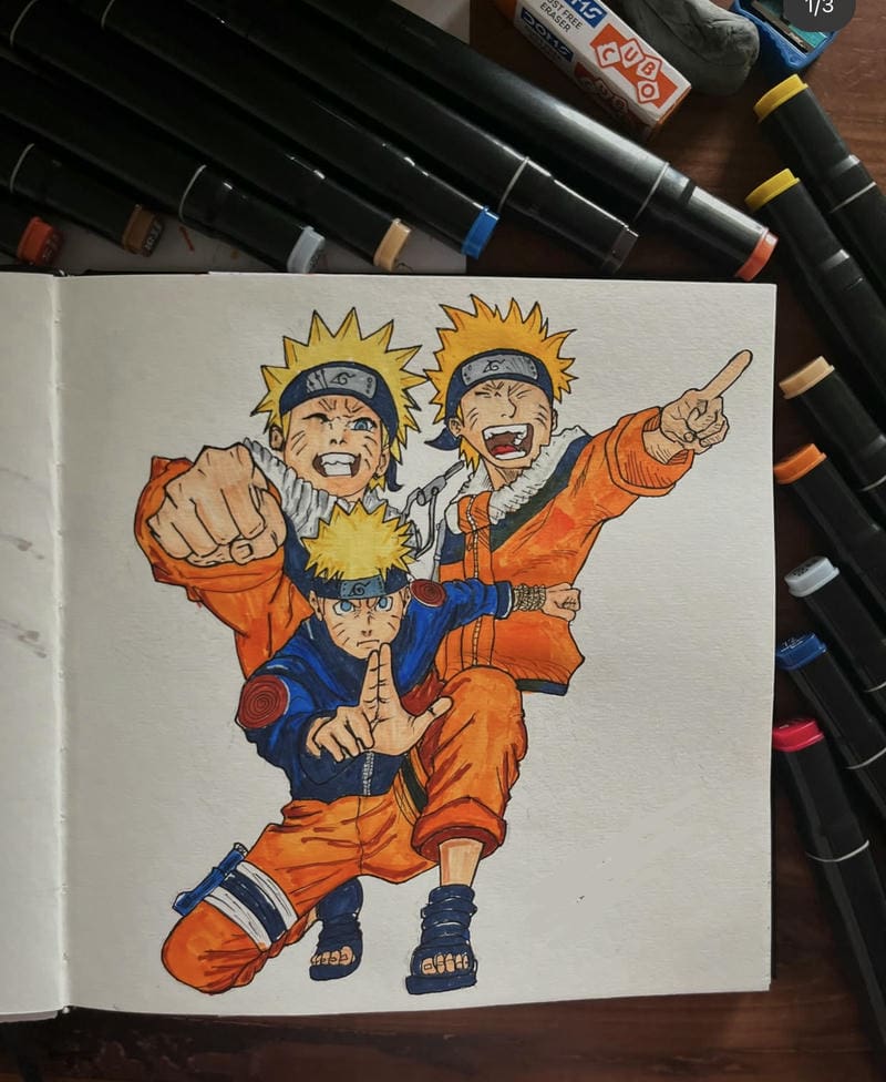 fan anime thích vẽ tranh naruto phong cách cute