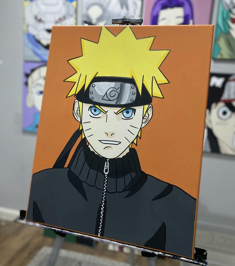 naruto nền cam trong tranh vẽ tối giản