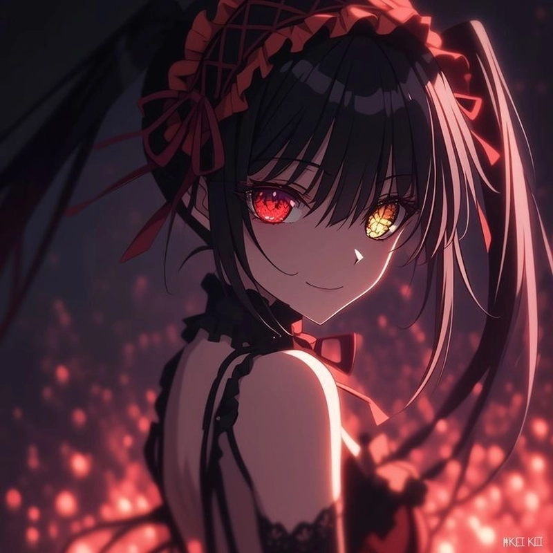 Ảnh anime Kurumi đẹp với đôi mắt hai màu đặc trưng