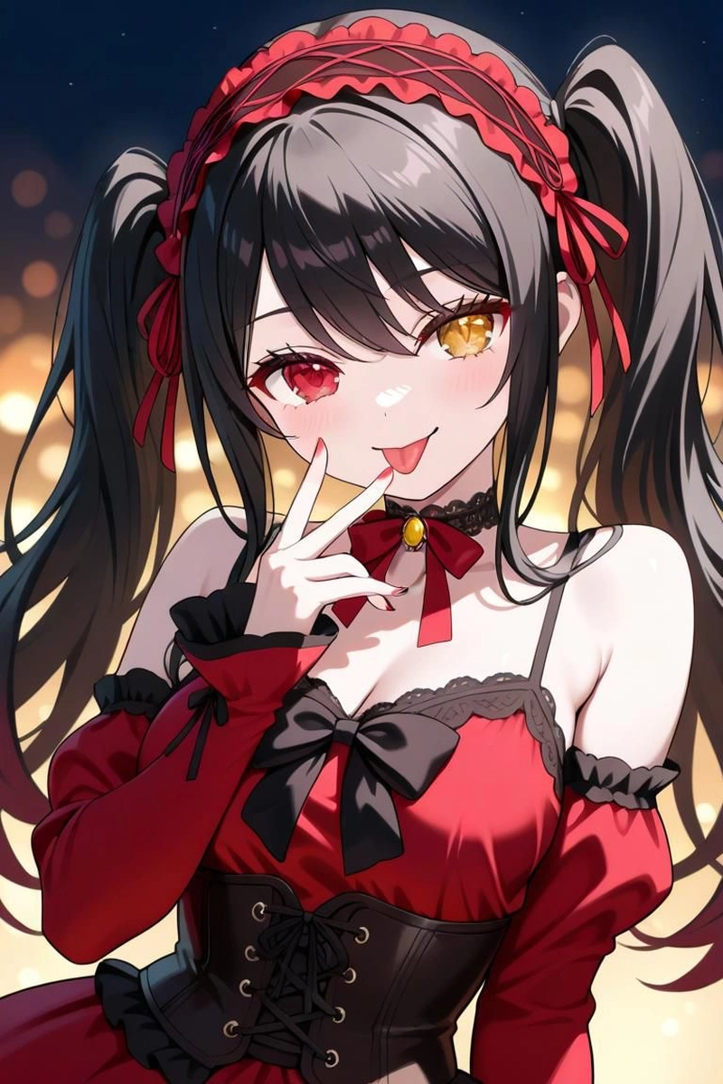 Ảnh anime Kurumi giữa không gian đầy bánh răng