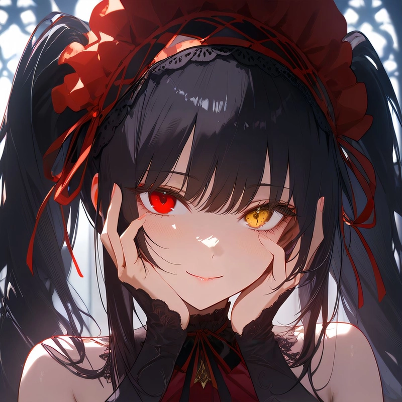 Ảnh anime Kurumi với ánh mắt dị sắc nổi bật