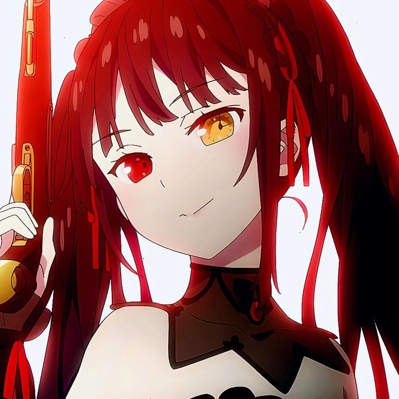 Bức hình anime Kurumi cầm súng cổ trong không gian tối