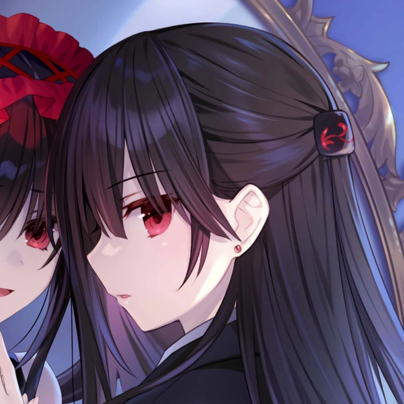 Bức hình anime Kurumi xuất hiện giữa không gian tối bí ẩn