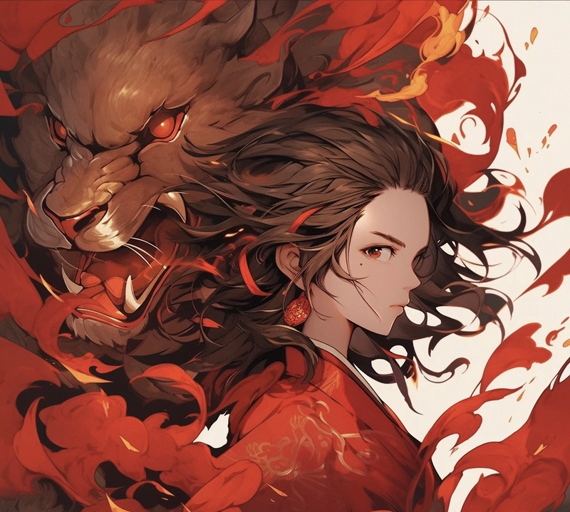Chân dung hình ảnh cung sư tử nữ anime rực lửa