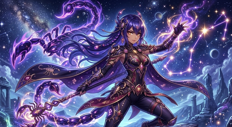 Cô gái cuốn hút hình ảnh cung bọ cạp nữ anime