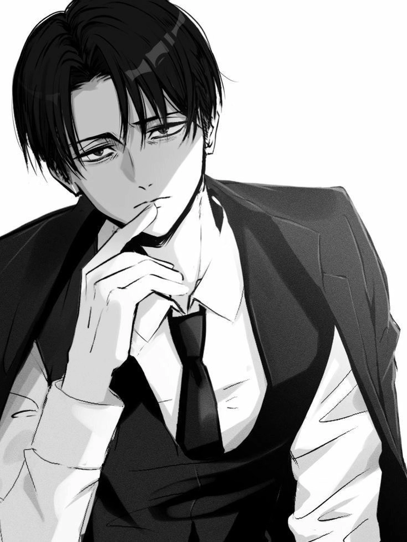 Hình ảnh Levi Ackerman đứng giữa nền cổ