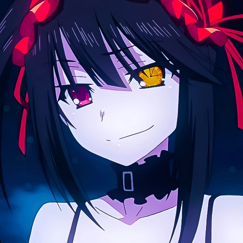 Hình ảnh anime Kurumi xuất hiện trong không gian tối bí ẩn