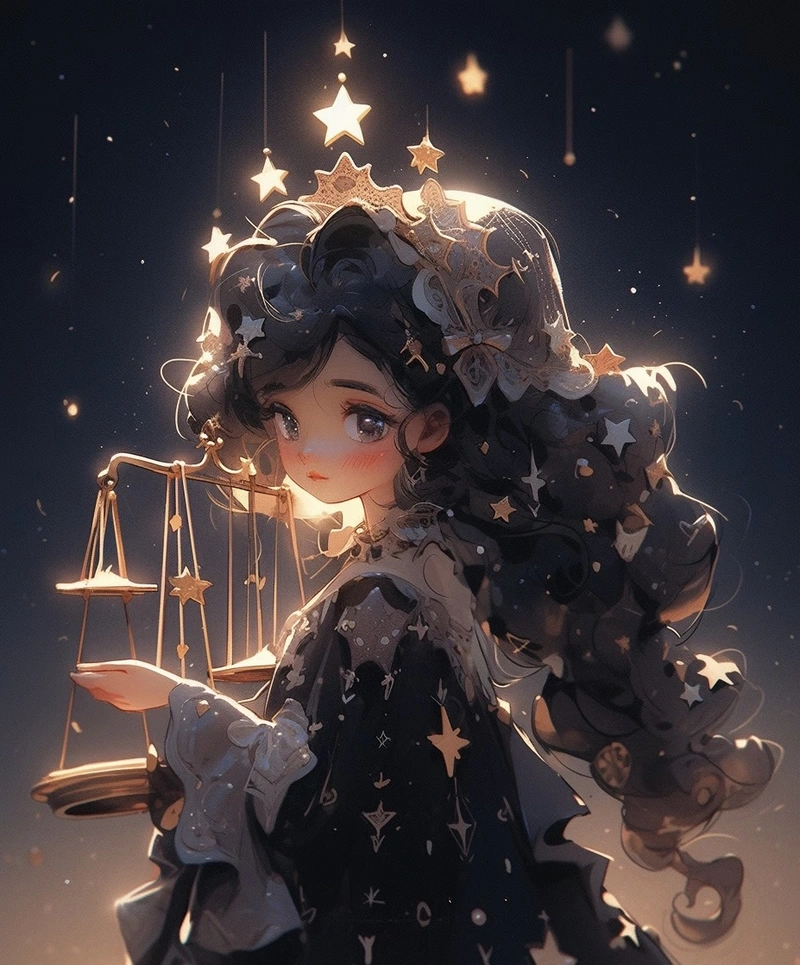Nữ tóc dài chủ đề thiên bình anime