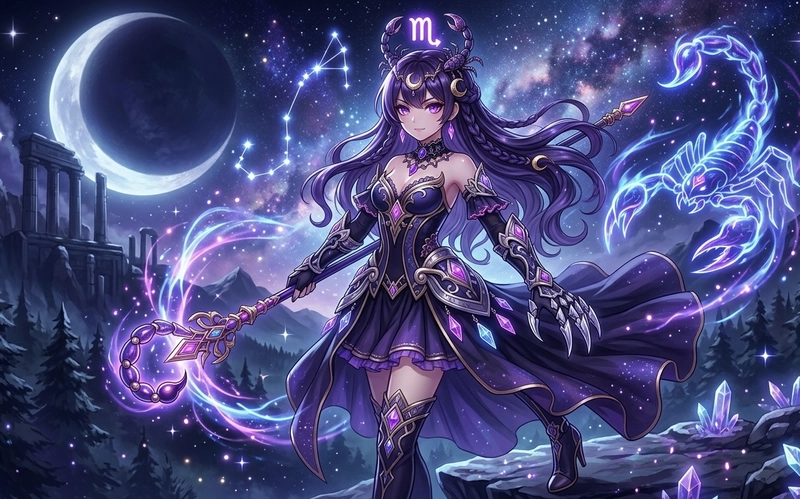 Phong cách tối hình ảnh cung bọ cạp nữ anime
