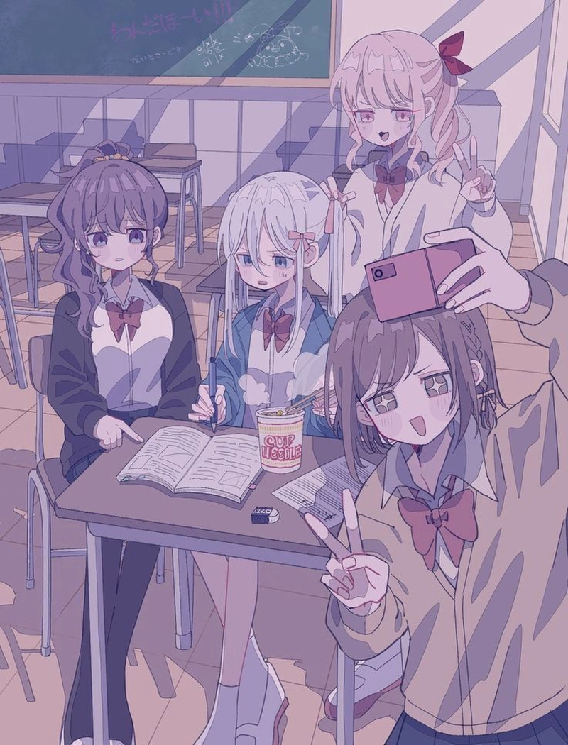 ảnh nhóm anime đẹp lung linh giữa khung cảnh kỳ ảo