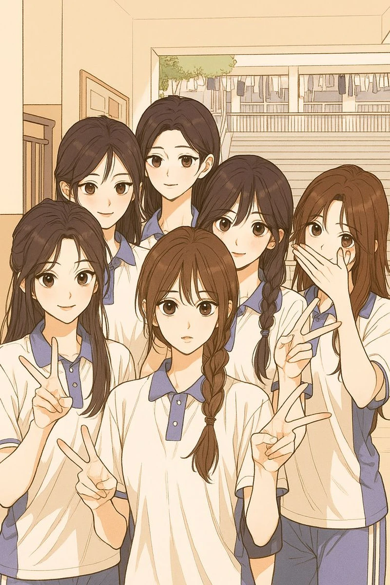 bức ảnh nhóm anime đầy màu sắc và cảm xúc