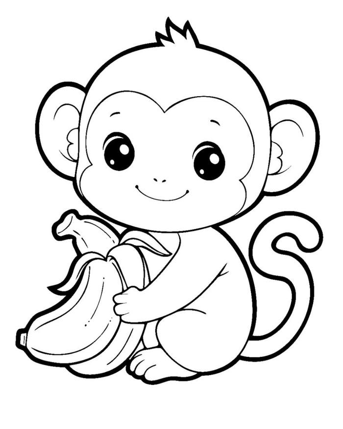tranh tô màu con khỉ cho bé tập tô