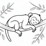 tranh tô màu con khỉ leo cây