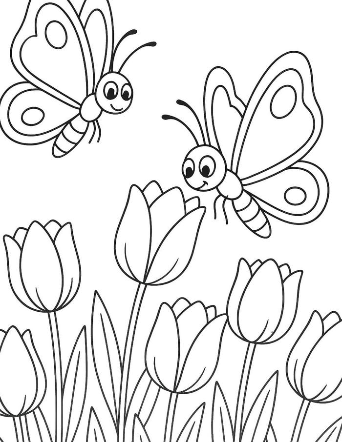 tranh tô màu hoa tulip đẹp