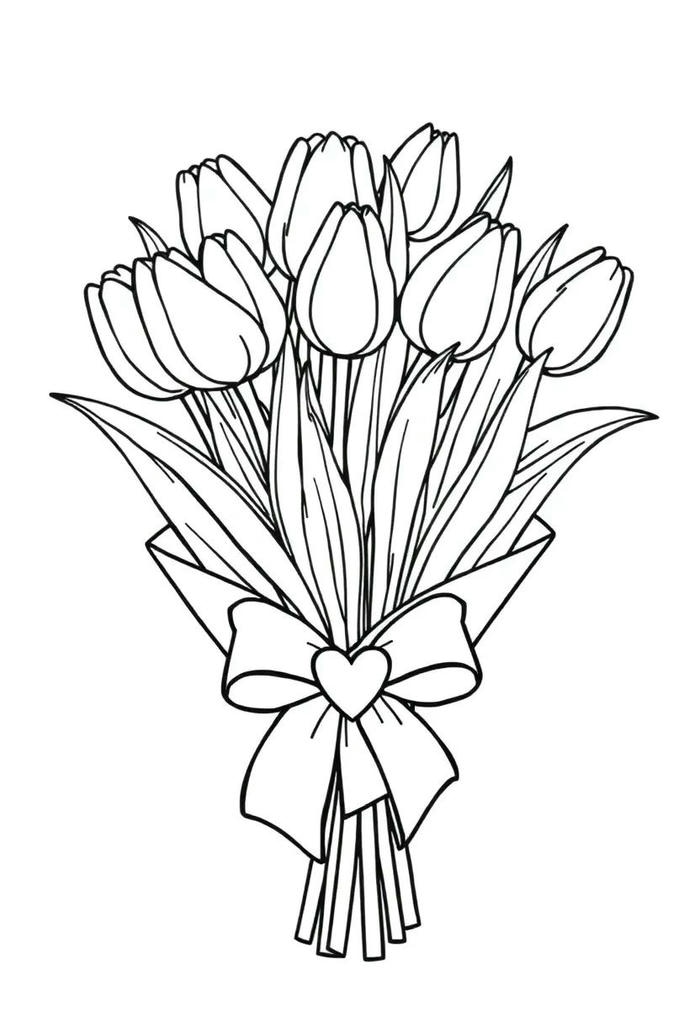 tranh tô màu hoa tulip đẹp nhất