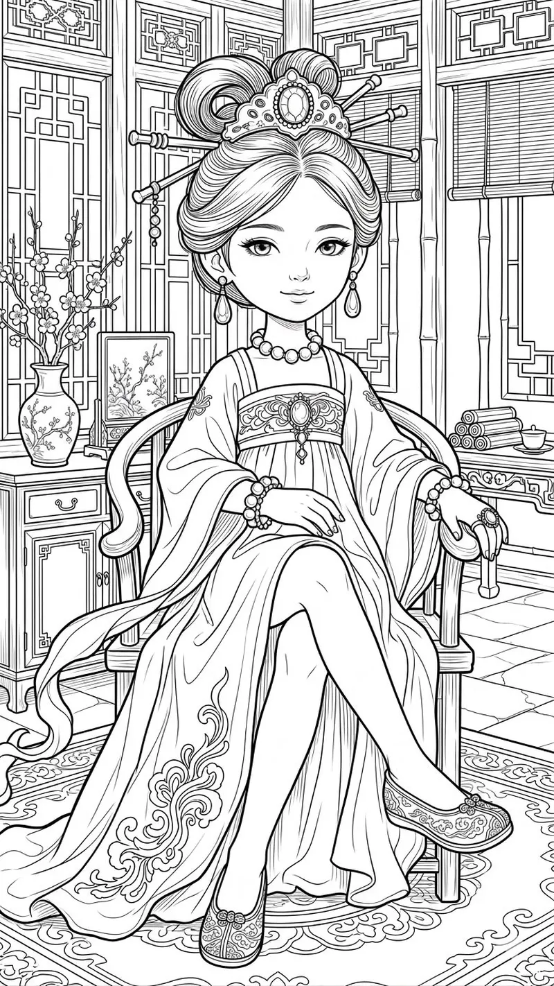 Gallery - 257+ tranh tô màu công chúa anime cổ trang đẹp mê hoặc cho bé - image 23