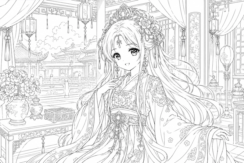 Gallery - 257+ tranh tô màu công chúa anime cổ trang đẹp mê hoặc cho bé - image 30