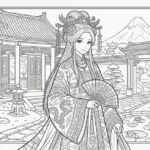 tranh tô màu công chúa anime cổ trang thumbnail