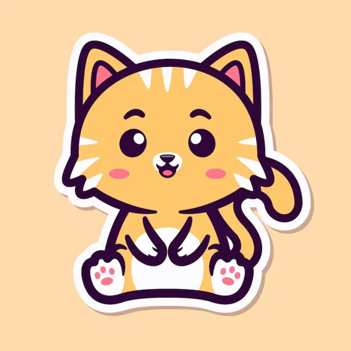 Hình sticker mèo vui nhộn đáng yêu