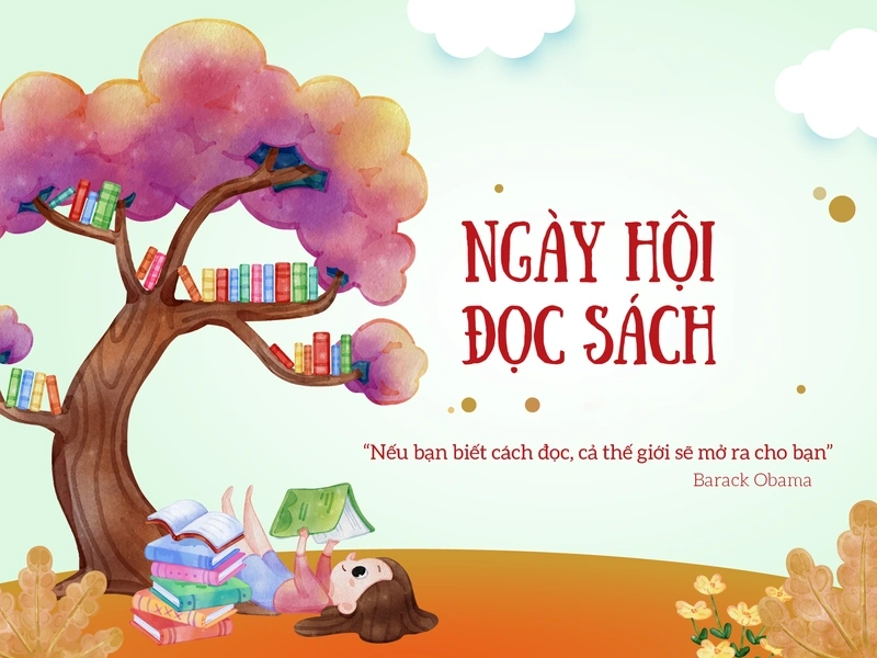 Hình vẽ tranh ngày hội đọc sách phong phú sinh động