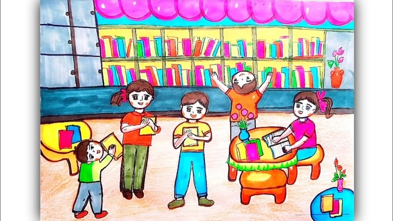 Hình vẽ tranh ngày hội đọc sách sáng tạo độc đáo