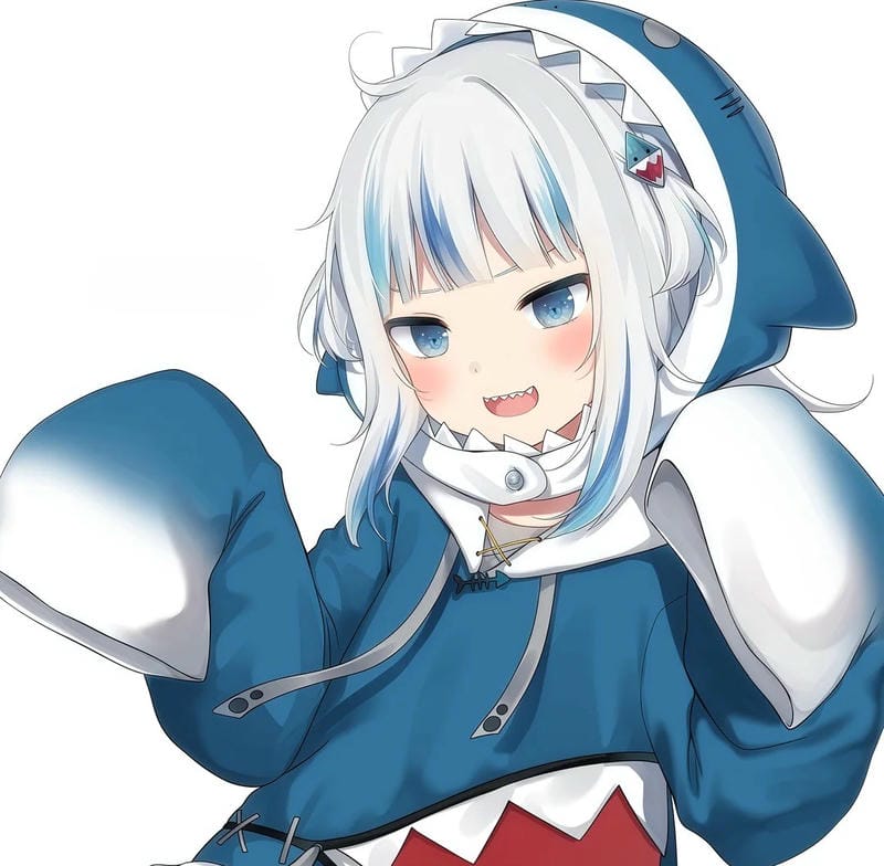 ảnh anime cá mập giữa làn nước xanh