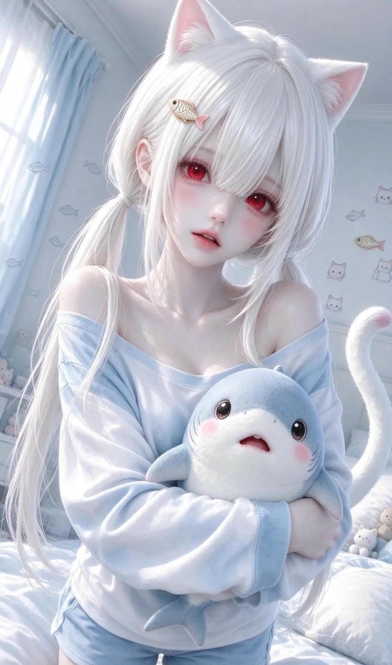 ảnh anime cá mập ngầu với hàm răng sắc