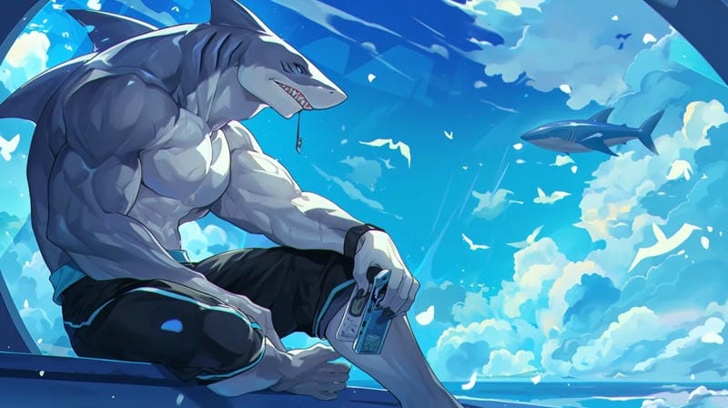 cá mập anime tạo hình hoạt hình sinh động