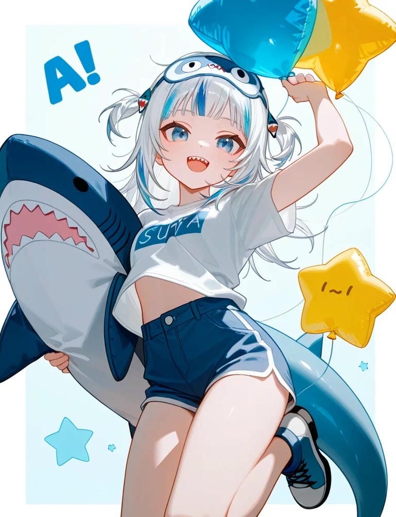 hình ảnh anime cá mập phong cách dễ thương