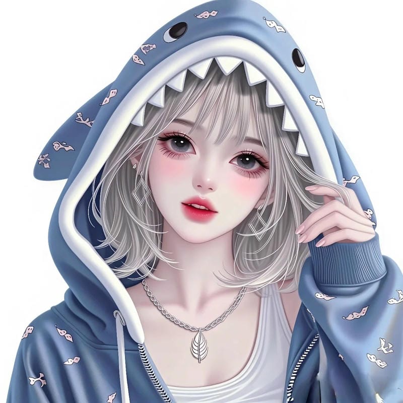 hình vẽ ảnh anime cá mập đáng yêu